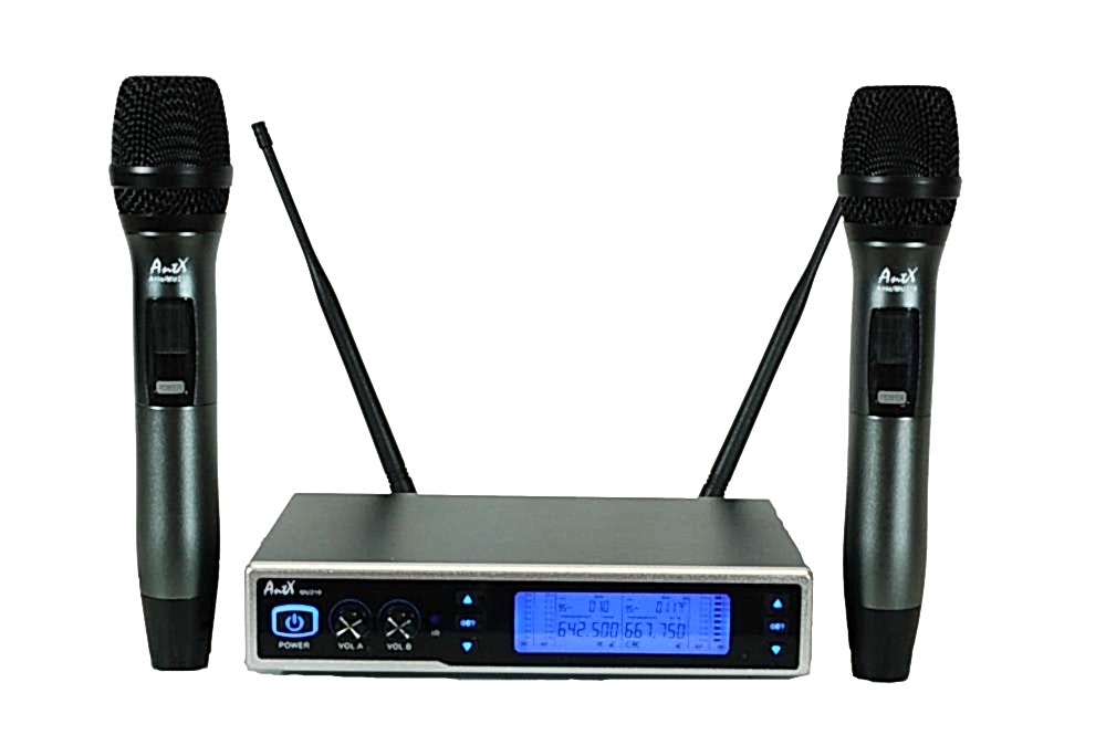 Двоен UHF микрофон MU218 със сменяема честота