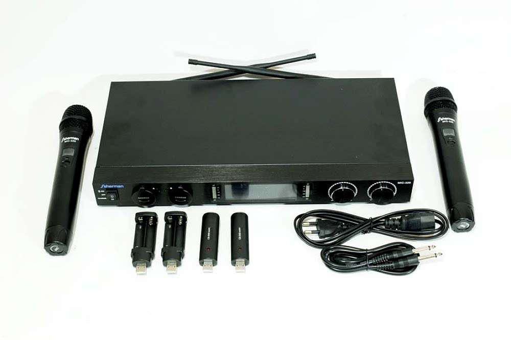 Двоен UHF микрофон MIC320 с акумулаторни батерии